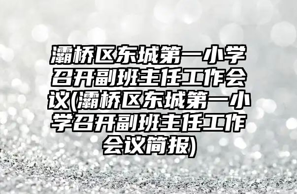 灞橋區(qū)東城第一小學(xué)召開副班主任工作會議(灞橋區(qū)東城第一小學(xué)召開副班主任工作會議簡報)