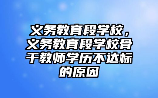 義務(wù)教育段學(xué)校，義務(wù)教育段學(xué)校骨干教師學(xué)歷不達標(biāo)的原因