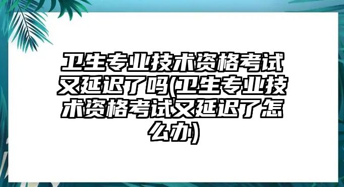 衛(wèi)生專業(yè)技術(shù)資格考試又延遲了嗎(衛(wèi)生專業(yè)技術(shù)資格考試又延遲了怎么辦)