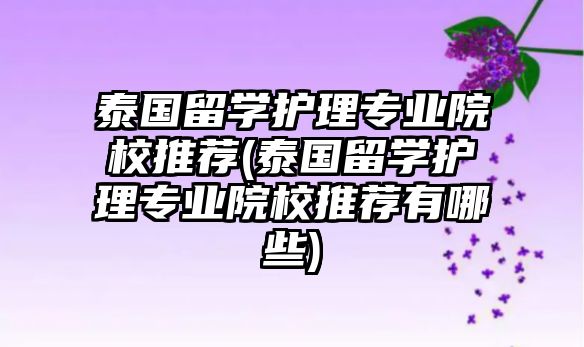 泰國留學(xué)護理專業(yè)院校推薦(泰國留學(xué)護理專業(yè)院校推薦有哪些)