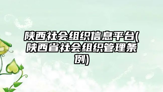 陜西社會(huì)組織信息平臺(tái)(陜西省社會(huì)組織管理?xiàng)l例)