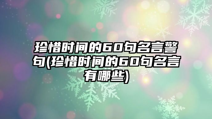 珍惜時間的60句名言警句(珍惜時間的60句名言有哪些)