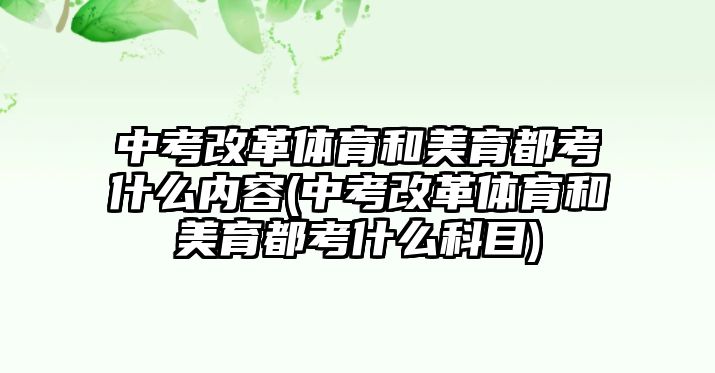 中考改革體育和美育都考什么內容(中考改革體育和美育都考什么科目)