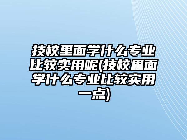 技校里面學什么專業(yè)比較實用呢(技校里面學什么專業(yè)比較實用一點)