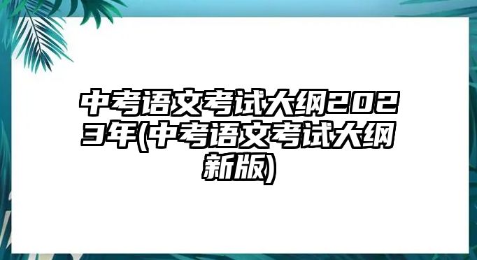 中考語(yǔ)文考試大綱2023年(中考語(yǔ)文考試大綱新版)