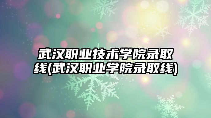 武漢職業(yè)技術學院錄取線(武漢職業(yè)學院錄取線)