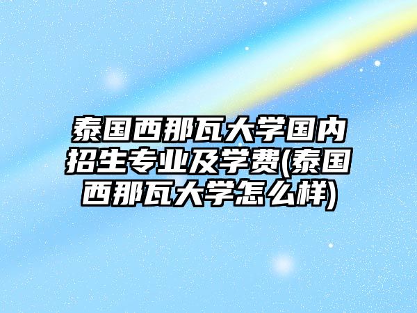 泰國西那瓦大學國內招生專業(yè)及學費(泰國西那瓦大學怎么樣)