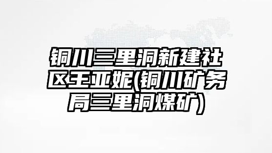 銅川三里洞新建社區(qū)王亞妮(銅川礦務(wù)局三里洞煤礦)