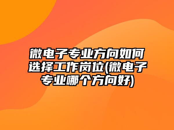 微電子專業(yè)方向如何選擇工作崗位(微電子專業(yè)哪個(gè)方向好)