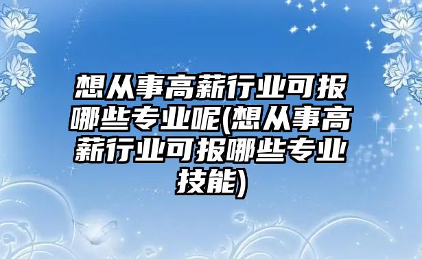 想從事高薪行業(yè)可報哪些專業(yè)呢(想從事高薪行業(yè)可報哪些專業(yè)技能)