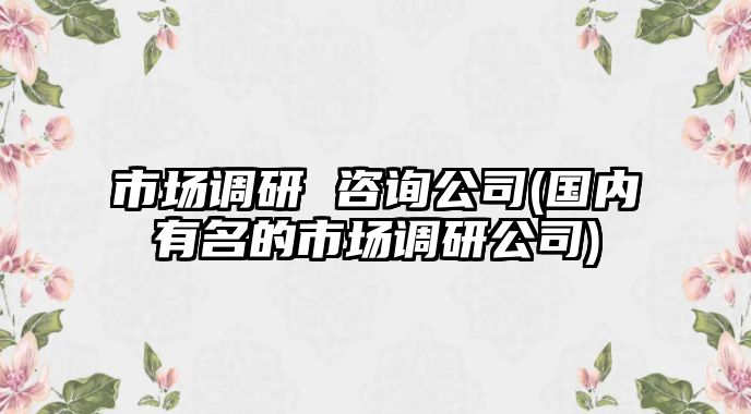 市場調(diào)研 咨詢公司(國內(nèi)有名的市場調(diào)研公司)