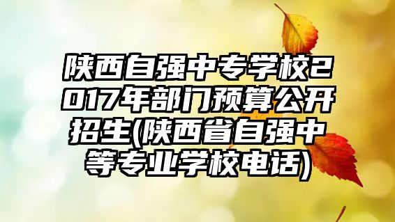 陜西自強(qiáng)中專學(xué)校2017年部門預(yù)算公開招生(陜西省自強(qiáng)中等專業(yè)學(xué)校電話)