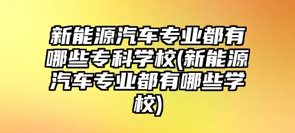 新能源汽車專業(yè)都有哪些?？茖W(xué)校(新能源汽車專業(yè)都有哪些學(xué)校)