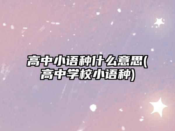 高中小語種什么意思(高中學校小語種)