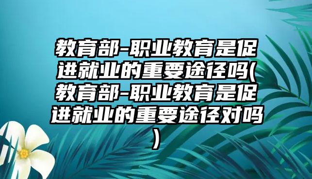 教育部-職業(yè)教育是促進就業(yè)的重要途徑嗎(教育部-職業(yè)教育是促進就業(yè)的重要途徑對嗎)