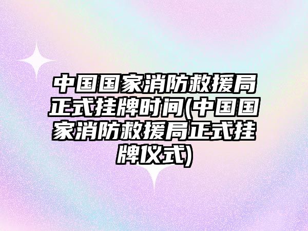 中國國家消防救援局正式掛牌時間(中國國家消防救援局正式掛牌儀式)