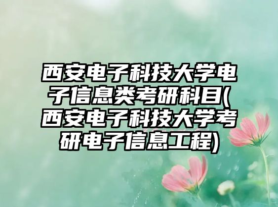 西安電子科技大學電子信息類考研科目(西安電子科技大學考研電子信息工程)