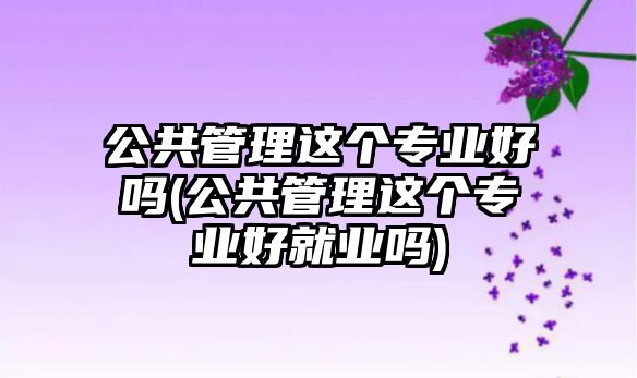 公共管理這個專業(yè)好嗎(公共管理這個專業(yè)好就業(yè)嗎)