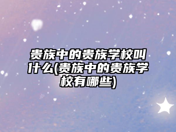 貴族中的貴族學校叫什么(貴族中的貴族學校有哪些)