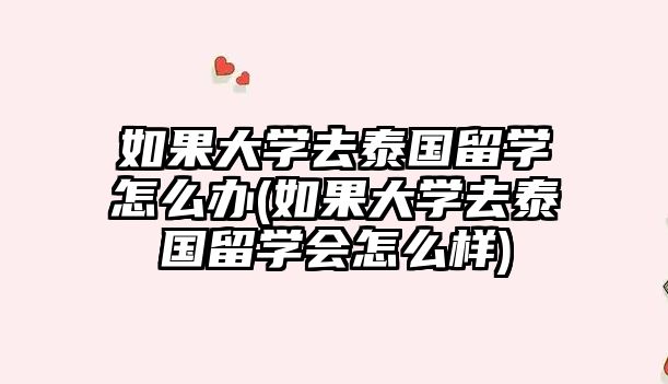 如果大學去泰國留學怎么辦(如果大學去泰國留學會怎么樣)