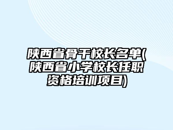 陜西省骨干校長名單(陜西省小學校長任職資格培訓項目)