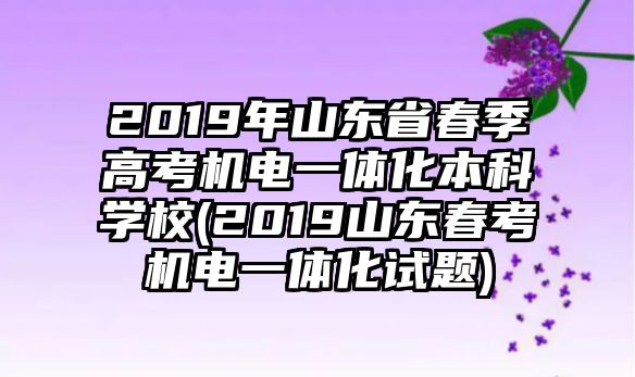 2019年山東省春季高考機電一體化本科學(xué)校(2019山東春考機電一體化試題)