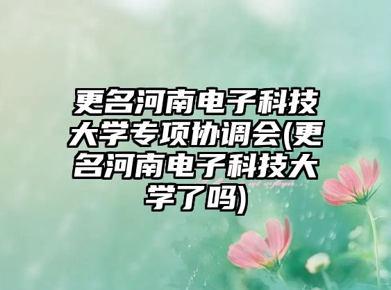 更名河南電子科技大學專項協(xié)調(diào)會(更名河南電子科技大學了嗎)