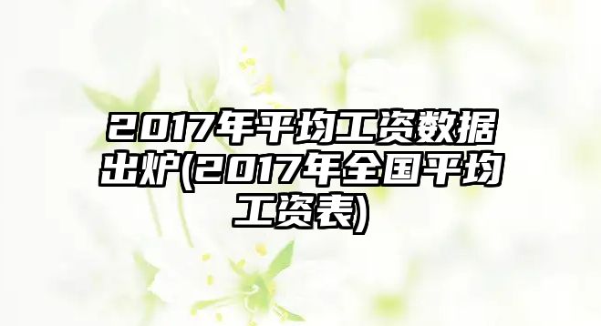 2017年平均工資數(shù)據(jù)出爐(2017年全國平均工資表)