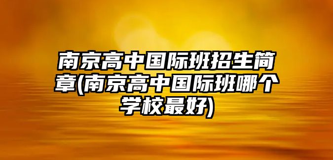 南京高中國(guó)際班招生簡(jiǎn)章(南京高中國(guó)際班哪個(gè)學(xué)校最好)