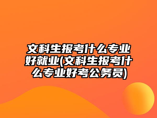 文科生報(bào)考什么專業(yè)好就業(yè)(文科生報(bào)考什么專業(yè)好考公務(wù)員)