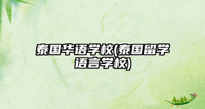 泰國華語學(xué)校(泰國留學(xué)語言學(xué)校)