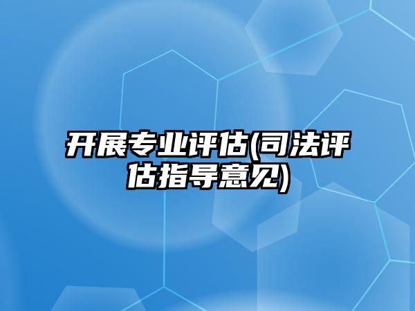 開展專業(yè)評估(司法評估指導意見)