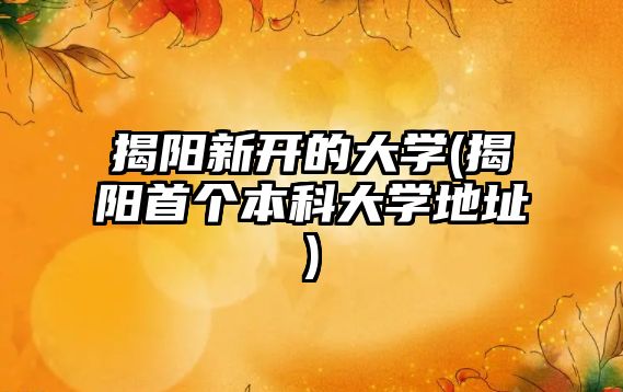 揭陽新開的大學(xué)(揭陽首個本科大學(xué)地址)
