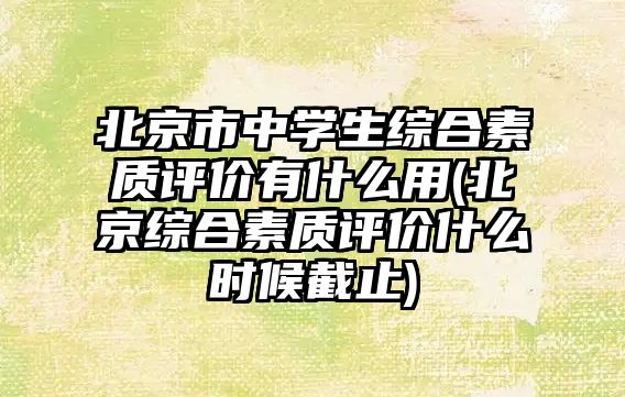 北京市中學生綜合素質(zhì)評價有什么用(北京綜合素質(zhì)評價什么時候截止)