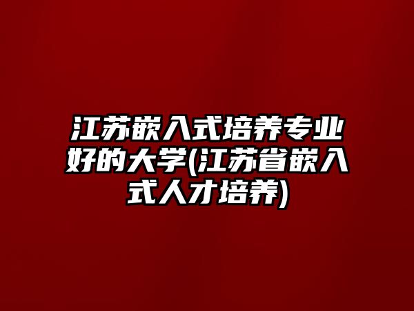 江蘇嵌入式培養(yǎng)專業(yè)好的大學(xué)(江蘇省嵌入式人才培養(yǎng))