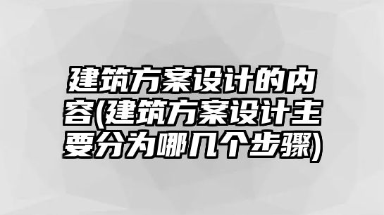 建筑方案設(shè)計(jì)的內(nèi)容(建筑方案設(shè)計(jì)主要分為哪幾個(gè)步驟)