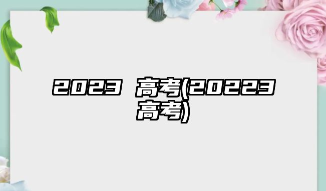 2023 高考(20223高考)