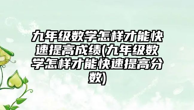 九年級數(shù)學(xué)怎樣才能快速提高成績(九年級數(shù)學(xué)怎樣才能快速提高分?jǐn)?shù))