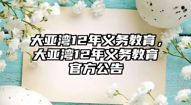 大亞灣12年義務(wù)教育，大亞灣12年義務(wù)教育官方公告