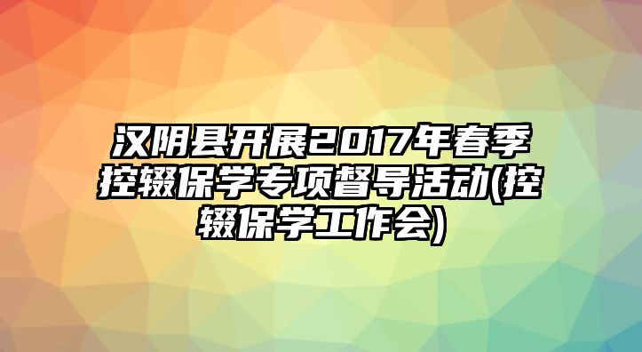 漢陰縣開(kāi)展2017年春季控輟保學(xué)專項(xiàng)督導(dǎo)活動(dòng)(控輟保學(xué)工作會(huì))