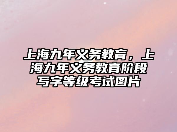 上海九年義務教育，上海九年義務教育階段寫字等級考試圖片