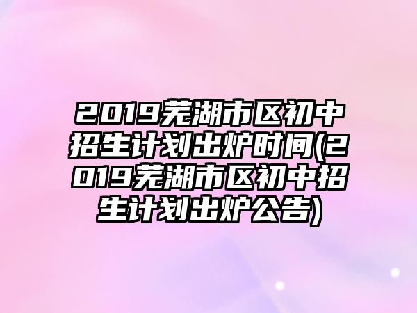 2019蕪湖市區(qū)初中招生計劃出爐時間(2019蕪湖市區(qū)初中招生計劃出爐公告)