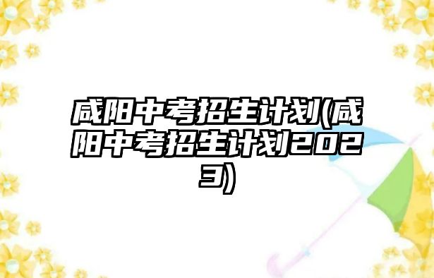 咸陽中考招生計劃(咸陽中考招生計劃2023)