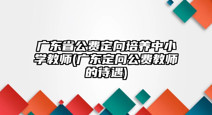 廣東省公費定向培養(yǎng)中小學教師(廣東定向公費教師的待遇)