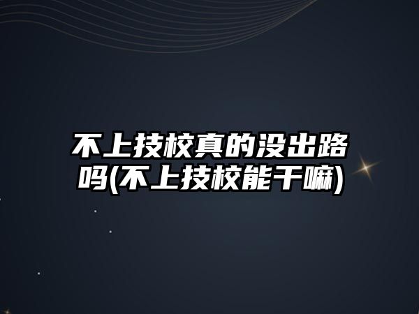 不上技校真的沒出路嗎(不上技校能干嘛)