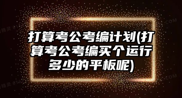 打算考公考編計劃(打算考公考編買個運行多少的平板呢)