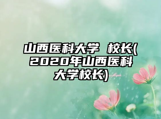 山西醫(yī)科大學(xué) 校長(2020年山西醫(yī)科大學(xué)校長)