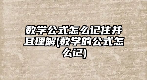 數(shù)學(xué)公式怎么記住并且理解(數(shù)學(xué)的公式怎么記)