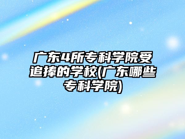 廣東4所?？茖W院受追捧的學校(廣東哪些專科學院)