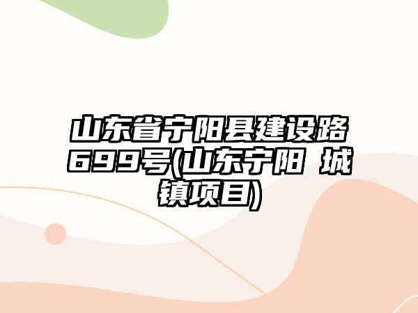 山東省寧陽縣建設路699號(山東寧陽堽城鎮(zhèn)項目)